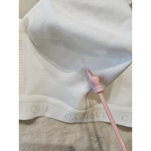 Cacique Plus Size 46D Cotton Lounge Bra Wireless Unlined White New - Picture 12 of 15